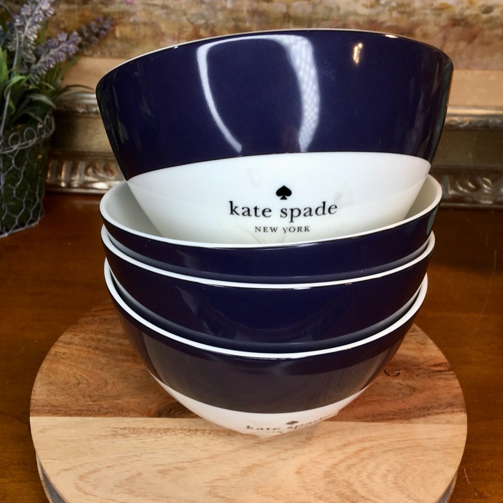 Kate Spade ‘Rutherford Circle’ Navy Blue Bowls Set of 4 NWT